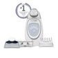 Front: ageLOC Galvanic Spa mit drei Aufsätzen (Conductors für Gesicht, Körper und Haar).