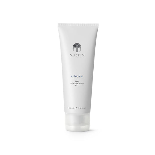 Produktfotografie. Front: Enhancer Skin Conditioning Gel (Tube je 100ml) von Nu Skin.