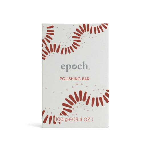 Produktfotografie. Epoch Polishing Bar von Nu Skin in einer Kartonverpackung (100g).