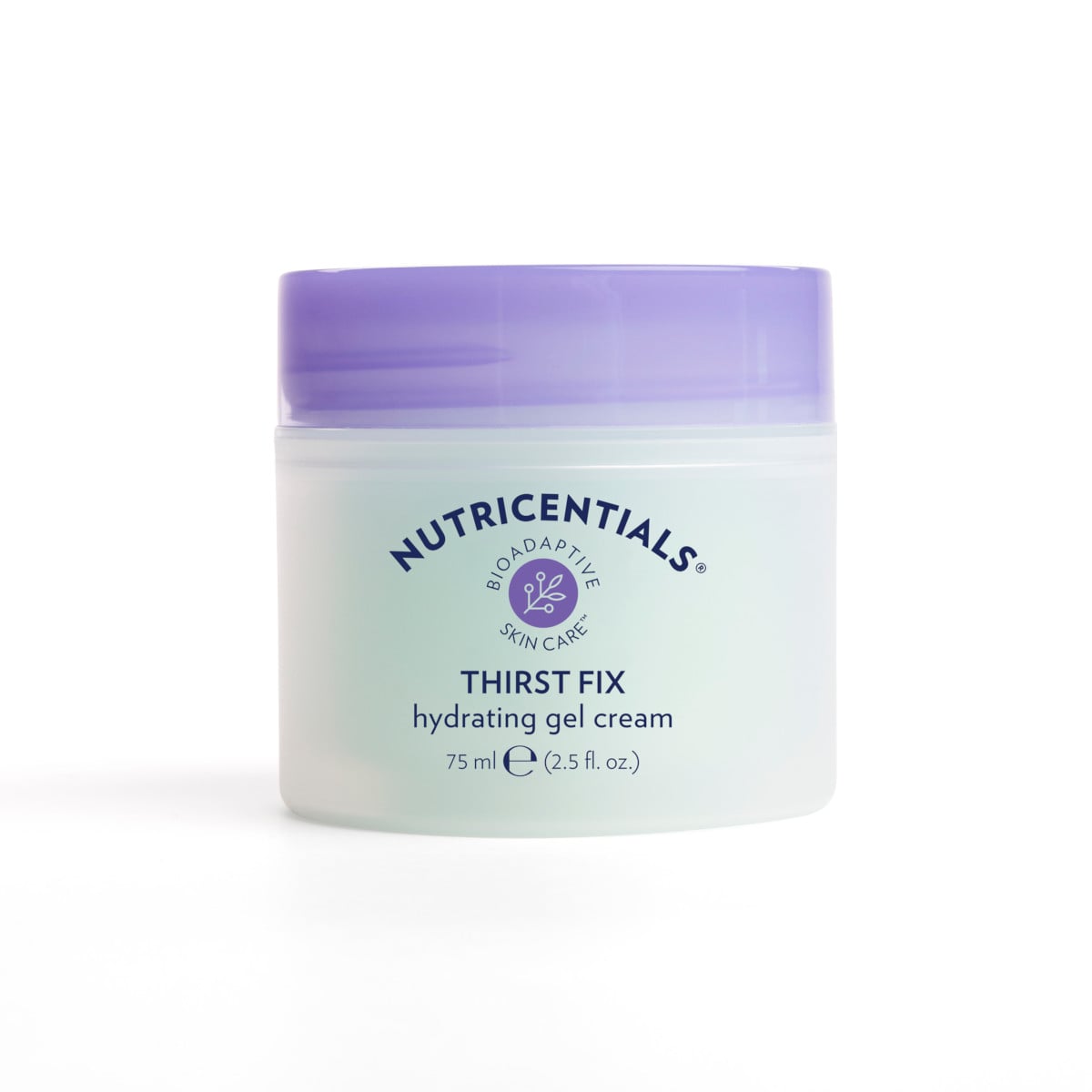 Produktfotografie. Front: Nutricentials (Bioadaptive Skincare) Thirst Fix Hydrating Gel Cream (Dose mit Schraubverschluss, je 75ml)